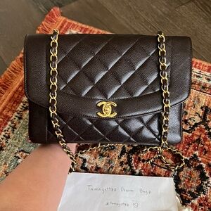 Chanel Vintage Diana Medium Caviar Brown Flap bag